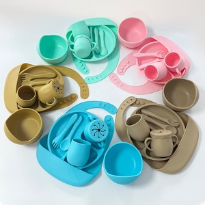 Ensemble d'alimentation pour bébé en silicone sans BPA, ustensiles pour bébé de 6 à 12 mois, assiette à ventouse, bol, tasse, bavoir, cuillères d'apprentissage, passe au lave-vaisselle - Product Image 3