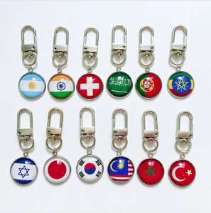 พวงกุญแจโลหะรูปทรงกลมธงชาติแบบกำหนดเองขายส่ง พร้อมธงชาติสำหรับของขวัญส่งเสริมการขาย - Product Image 1