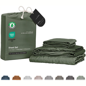 Set <span class=keywords><strong>di</strong></span> lenzuola 4 pezzi in fibra <span class=keywords><strong>di</strong></span> bambù 100%, lenzuola morbide come seta, lenzuolo con angoli elasticizzati e federe rinfrescanti - Product Image 6