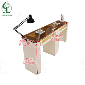 JINCHENG Table de manucure en fer simple, ensemble de table en verre brun, table de manucure adaptée aux esthéticiennes - Product Image 6