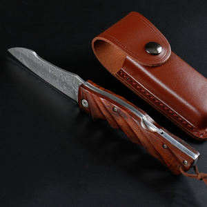 سكين جيب قابل للطي من الفولاذ السويدي الدمشقي عالي الجودة بمقبض خشبي للتخييم دعم OEM قابل للتخصيص - Product Image 5