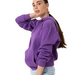 Sweat-shirt à capuche zippé bleu uni surdimensionné pour homme, en molleton décontracté, coupe classique, manches longues, pour l'automne - Product Image 1