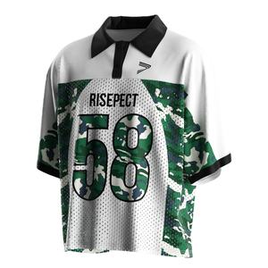 เสื้อเจอร์ซีย์ฟุตบอลอเมริกันสไตล์เรโทรแบบคอปกโปโล พร้อมดีไซน์ที่เหมาะสำหรับการพิมพ์แบบ Sublimation และแผ่นระบายความชื้นสำหรับสวมใส่ข้างสนาม - Product Image 1