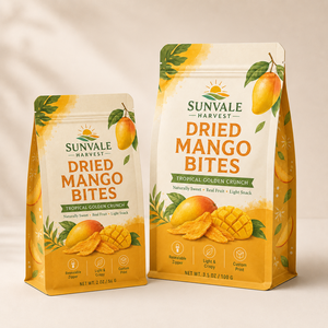 Kantong Kemasan Premium Custom Print dengan Resleting dan Alas Datar untuk Kemasan Camilan Mangga Kering, Kantong Segel Delapan Sisi - Product Image 1