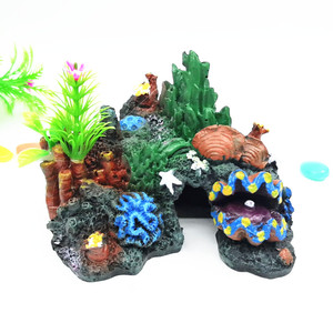 Dekorasi Akuarium Kreatif, Pulau Karang, Batu Kerang, Rumput Air Resin - Product Image 5