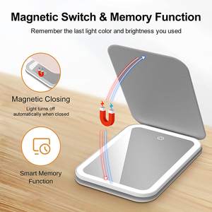 <span class=keywords><strong>กระจก</strong></span>แต่งหน้าอัจฉริยะปรับมุมได้3สีหรี่ไฟ LED โต๊ะเครื่องแป้งพับได้ทำจากหนัง PU - Product Image 4