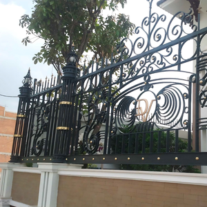 Portails de sécurité en fer forgé de style européen sur mesure et clôture à piquets en tube carré pour bordure de jardin - Product Image 2