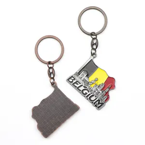Factory Customized Design Zinc Alloy Belgium Tourist Souvenir Keychain Metal Key Chain