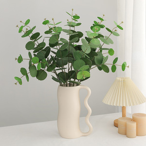 Tige unique de 78 cm de feuilles d'eucalyptus artificielles, faites à la main, en latex, toucher réel, verdure moderne pour arrangements floraux du Nouvel An, <span class=keywords><strong>Rosan</strong></span> - Product Image 5
