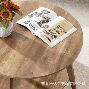 Mesa de centro redonda de madera, para apartamento pequeño, diseño sencillo, mesa redonda pequeña de doble capa, creativa para balcón de casa de huéspedes y - Product Image 2