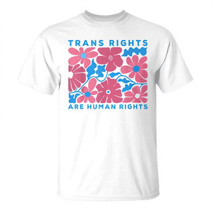 Los derechos trans son derechos humanos Camiseta floral del Orgullo LGBTQ para personas transgénero - Product Image 2