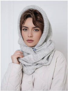 Wholesale 2026 Winter Knitted Scarf Hats for <strong>Women</strong> Neck Warmer <strong>Hoodie</strong> Bennie Scarf Hat <strong>Snood</strong> Cap - Product Image 5