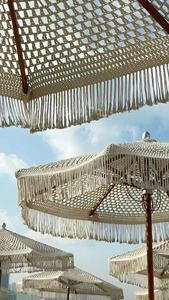Ombrellone da Esterno Boho Macramè 3m (9ft) Antivento Moderno in Bambù per Hotel, Giardini e Spiagge - Vendita Diretta dalla Fabbrica - Product Image 4