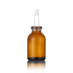 Flacons d'ampoules en verre ambré personnalisées de 30ML emballage cosmétique vide flacons en verre de sérum avec embout distributeur