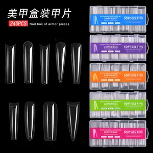 Hot nail clippers with graduated transparent polyacrylate nails plus long nail tips
