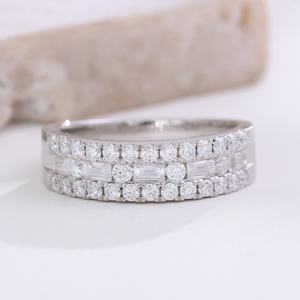 แหวนโมอิสซาไนต์ทองคำขาวแท้ 18k 14k 10k จากโรงงานโดยตรง แหวนแต่งงานหรูหราใหม่ เครื่องประดับชั้นสูงสำหรับผู้หญิงและผู้ชาย - Product Image 2