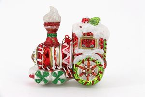 Zhengtian 크리스마스 이브 파티 장식 고급 빈티지 실내 유리 사탕 반짝이 기차 빨간 머리 모양 상자 포장 가정 사용 - Product Image 4