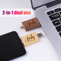 Logo personnalisé en bois USB 2.0 OTG Flash Drive 128GB Pen Drive Creative Business Gift avec 64GB Memory Stick 32GB U Disk TYPE-C
