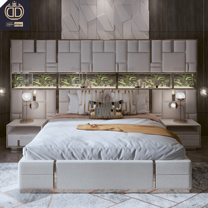Meubles de chambre à coucher principale de luxe moderne de haute qualité <span class=keywords><strong>Lit</strong></span> géant avec éclairage LED Étagère de rangement unique <span class=keywords><strong>Lit</strong></span> avec tête de <span class=keywords><strong>lit</strong></span> très grande en cuir - Product Image 2