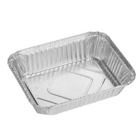 Barquette en aluminium jetable 2L 26x20x6cm, qualité alimentaire, pour traiteur, à emporter, rectangulaire, avec couvercle en carton