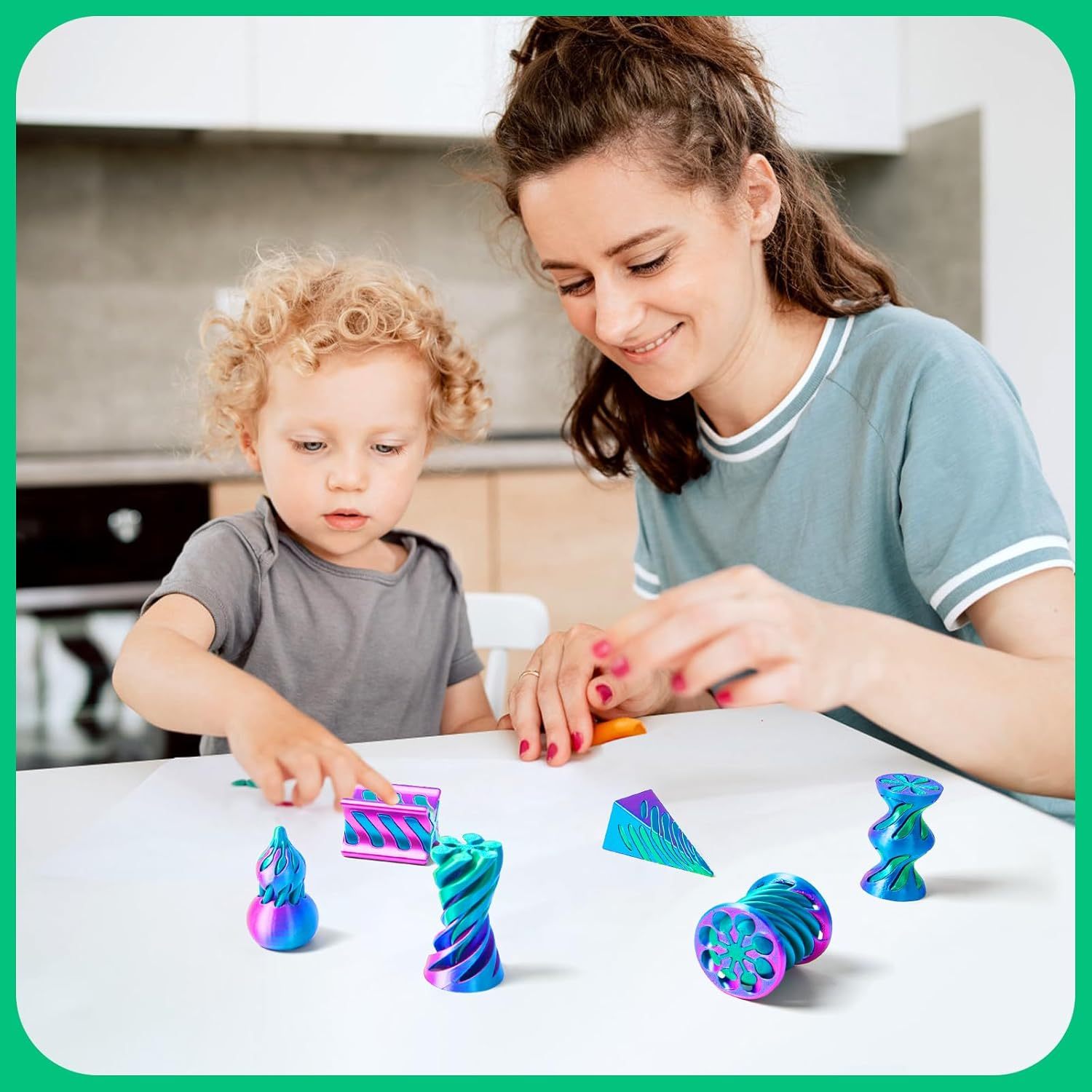 3D Printed 6 Pack Spiral Cone Fidget Toys preview 5