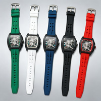 Montre à quartz Richard pour homme, design ajouré, bracelet en silicone, affichage à aiguilles, écologique - Vente en gros disponible