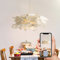 Lampes de plafond suspendues LED en papier faites à la main, légères, en forme de nuage blanc, style nordique européen, pour l'intérieur, pour les fêtes, DIY