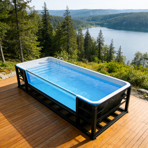 Piscina portátil con marco de metal y ventana de acrílico para actividades familiares al aire libre, piscina con marco de fibra de vidrio - Product Image 1