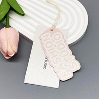 Étiquettes de vêtements personnalisées de haute qualité, rose, tendance, marque privée, écologiques, imprimées, dorées, en papier, étiquettes métalliques pour vêtements