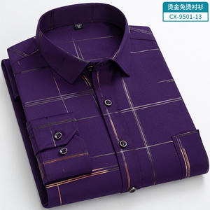 2024 primavera autunno camicia da uomo a manica corta elastica stampata a caldo con bottone formale da uomo camicia Casual Non stirante - Product Image 6