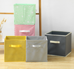 Boîte de rangement pliante en tissu non tissé personnalisée, <span class=keywords><strong>organisateur</strong></span> de cubes avec poignées, carré multifonction en tissu pour placard, jouets et vêtements - Product Image 3