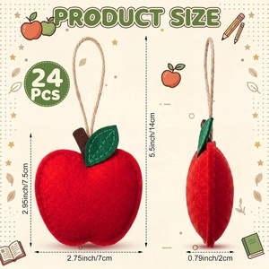 Paquete de 24 Adornos de Manzanas de Fieltro para Árbol de <span class=keywords><strong>Navidad</strong></span>, Decoraciones Colgantes de Manzanas Rojas para Tableros de Anuncios de Bienvenida del Primer Día de Clases - Product Image 2