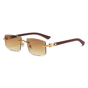 Occhiali da sole quadrati rettangolari in stile classico stile personalità senza cornice in metallo dorato alla moda occhiali da uomo senza montatura - Product Image 5