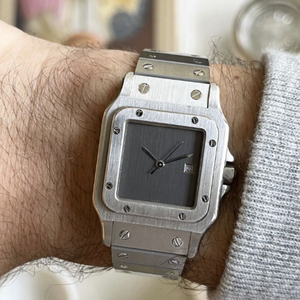 CILOA Square Grey <b>Watch</b> <b>Men's</b> Customizable Trendy Fashion 2025 New Stainless Steel Strap Waterproof High Quality <b>Quartz</b> <b>Watch</b> - Product Image 2