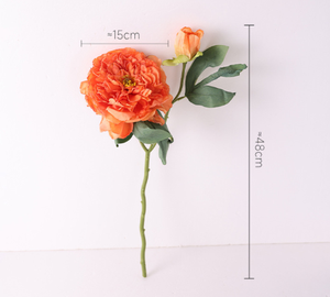 LANJO Artificial 2-Head Burnt-Edge Peony, Nordic Vintage Oil Painting Flower for Home & Wedding Floral Decor - Product Image 6