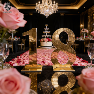 Nouvelles lettres et chiffres en acrylique pour anniversaire, 3 pieds, 4 pieds, miroir acrylique doré, grands chiffres autoportants pour fête - Product Image 1