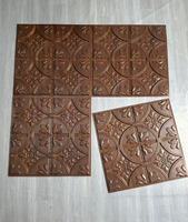 LASTDECOR - Paneles de Pared Decorativos con Relieve, Estilo Art Deco Industrial, Impermeables, Cuadrados, de PVC, para Techo, D213, Rejilla Dorada Antigua