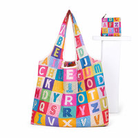 Sac fourre-tout réutilisable et pliable en polyester avec imprimé chien vibrant et fermeture à boucle pour le shopping, les voyages et le rangement en cuisine