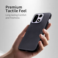 Étui de téléphone léger en fibre d'aramide de luxe gaufré, antichoc, anti-traces de doigts, avec anneau magnétique pour OnePlus 15