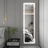 Cermin Kamar Mandi LED Modern Persegi Panjang dengan Lampu, Terpasang di Dinding, untuk Kamar Tidur dan Ruang Ganti