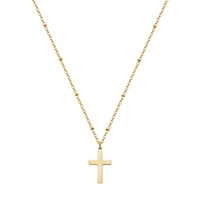Collar de Cadena con Cuentas de Acero Inoxidable Refinado y Sencillo para Mujer, Chapado en Oro de 18K, de Una Sola Capa
