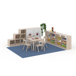Modern Eco-Friendly Durable <b>Plastic</b> Children's <b>Table</b> Chair Cabinet Set for Kindergarten-Safety & Easy Assembly - Product Image 4