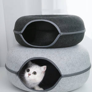 Chat trou Tunnel nid feutre matériel lavable drôle chat beignet chat jouer Tube jouet Double couche Structure Composite - Product Image 1