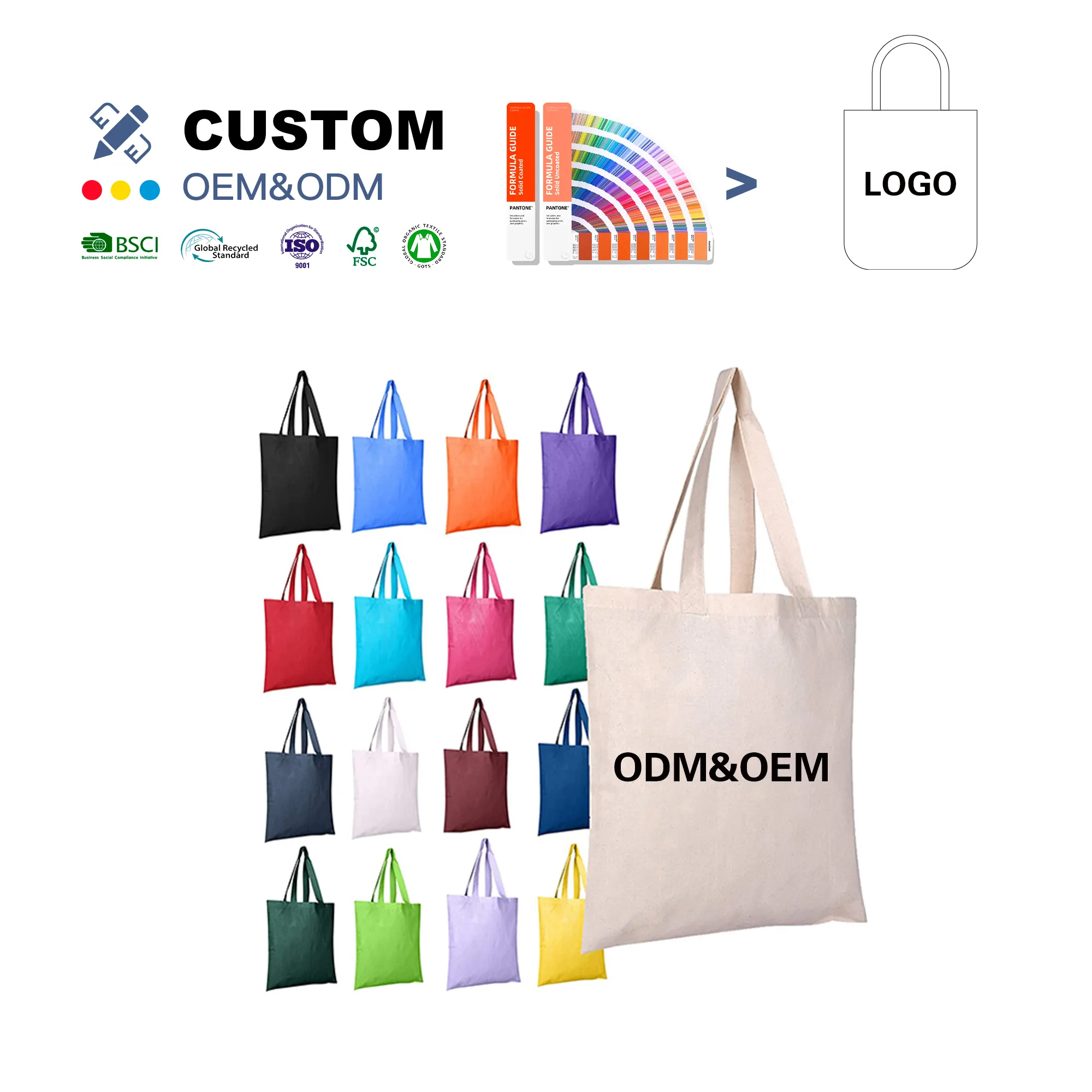 Custom Logo Cheap Plain Recycled Christmas Cotton Eco Friendly Canvas Cotton Shopping Tote Bag