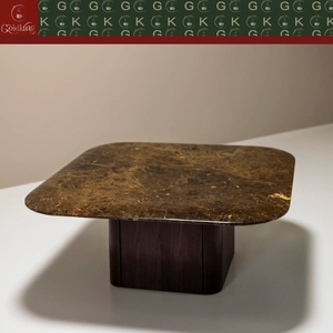 Mesa <span class=keywords><strong>de</strong></span> Centro GOLDKING Cuadrada <span class=keywords><strong>de</strong></span> Mármol Emperador Oscuro con Base <span class=keywords><strong>de</strong></span> Madera, Diseño Moderno para Sala <span class=keywords><strong>de</strong></span> Estar, Fabricación Personalizada OEM/ODM, Directo <span class=keywords><strong>de</strong></span> Fábrica - Product Image 2