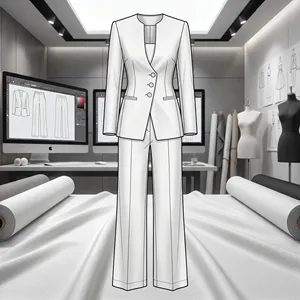 Ensemble tailleur trois pièces pour <span class=keywords><strong>femme</strong></span> : Blazer à col carré, pantalon large et bandeau – Élégant, luxueux, moderne, idéal pour le bureau et les occasions formelles – Jinyuan - Product Image 3