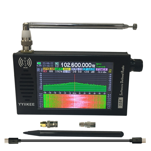 Portable DSP SDR Bajei Radio Receiver 100KHz-149MHz 4.3" Touchscreen FM/AM SSB CW HAM Shortwave CNC Aluminum Radio Rechargeable