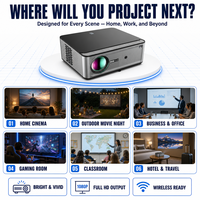 Projecteur LED intelligent Android 9 natif 1080P, 750 lumens, WiFi 6 5.2, 1 Go 16 Go, pour la distribution en gros