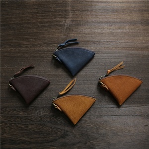 Boshiho Vintage Vegetable-Tanned Top-Grain Leather <b>Mini</b> Zippered Coin Purse Wallet Unisex Casual Use Daily Matching Super - Product Image 2