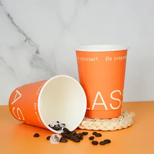 Özel renk Logo tek kullanımlık çift duvar kağıdı bardak 8oz sıcak içecek kahve fincanı ücretsiz örnek